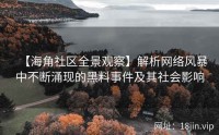 【海角社区全景观察】解析网络风暴中不断涌现的黑料事件及其社会影响