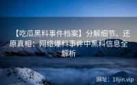 【吃瓜黑料事件档案】分解细节、还原真相：网络爆料事件中黑料信息全解析